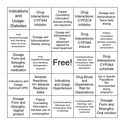 BINGO Rx Bingo Card
