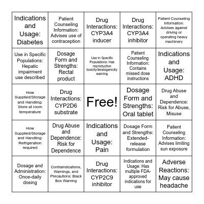 BINGO Rx Bingo Card