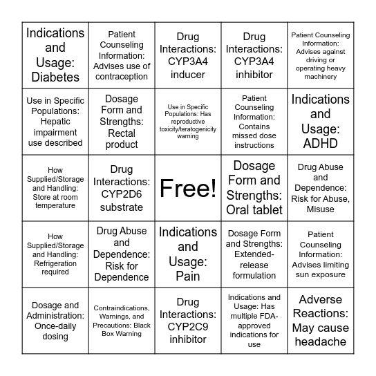 BINGO Rx Bingo Card