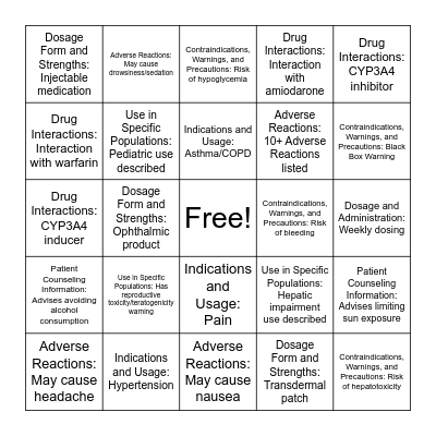 BINGO Rx Bingo Card