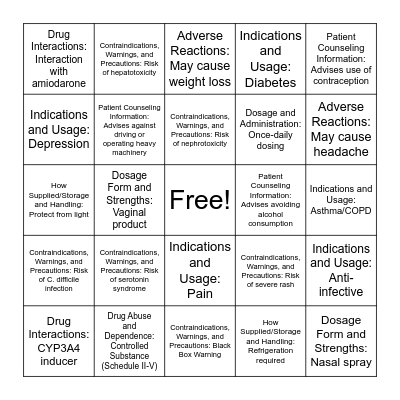 BINGO Rx Bingo Card