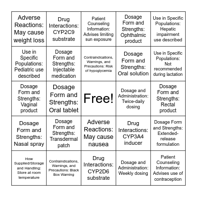 BINGO Rx Bingo Card