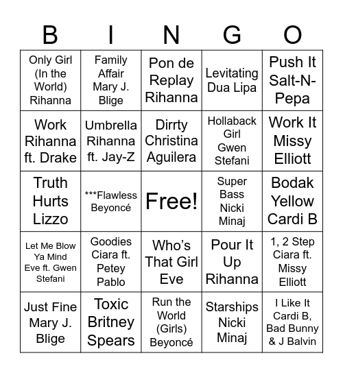 Flawless: Ladies Run This Bingo Card
