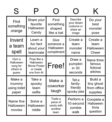 Boo Crew Challenge Bingo 🎃👻 Bingo Card