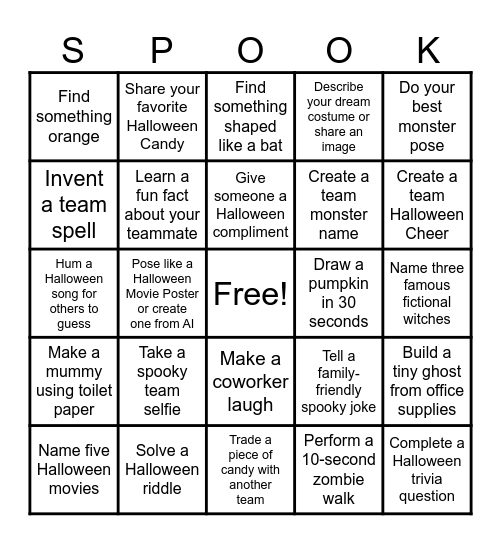Boo Crew Challenge Bingo 🎃👻 Bingo Card