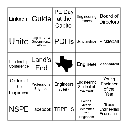 TSPE Bingo Card