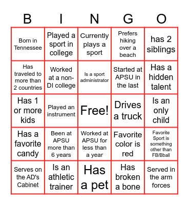 Get to Know Our PEAYple! Bingo Card