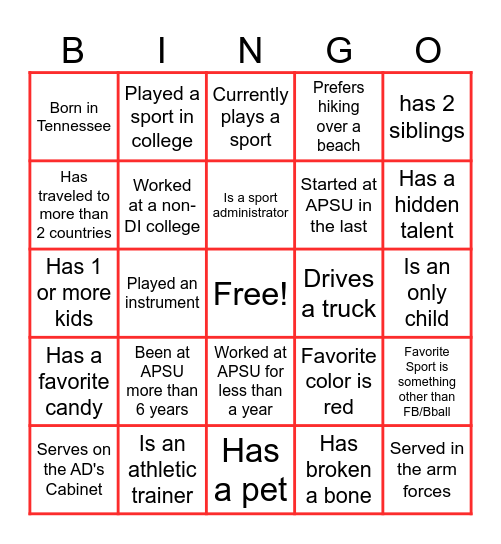 Get to Know Our PEAYple! Bingo Card