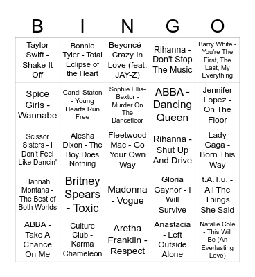Molino Music Bingo! Bingo Card