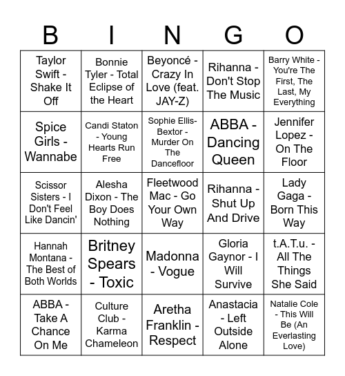 Molino Music Bingo! Bingo Card
