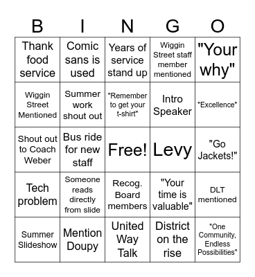 Convocation 2026 Bingo Card