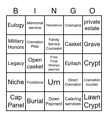 Gift of Love Bingo Card