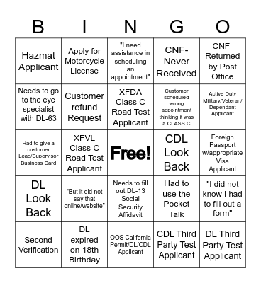 Canton, Emory & Quitman DLO Bingo Card