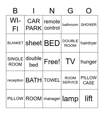 HOTEL VOCABULARY Bingo Card