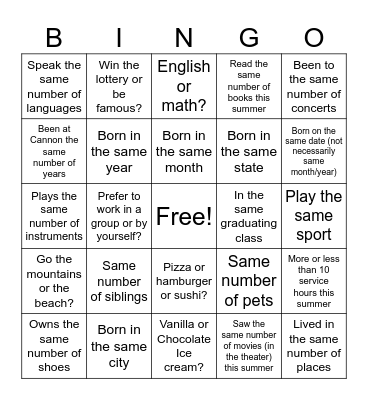 Untitled Bingo Card