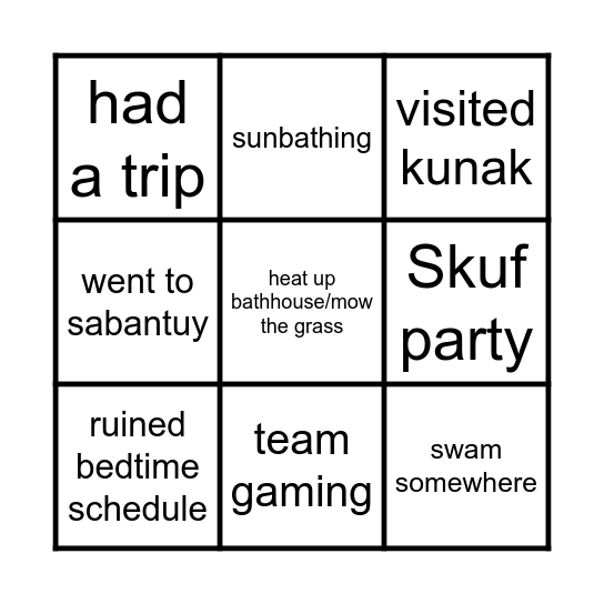 KRASNAY TRIP Bingo Card