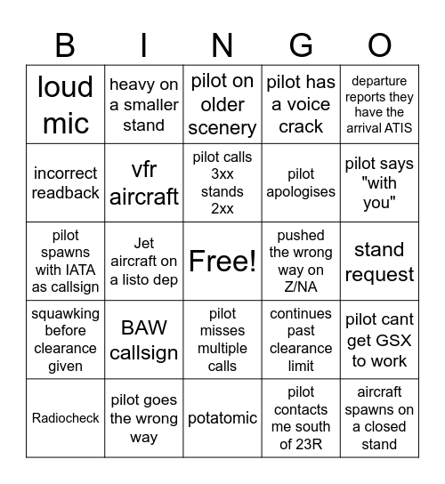 Bingo on Stream! Bingo Card