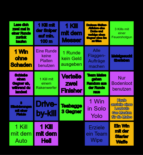 Warzone Bingo Card