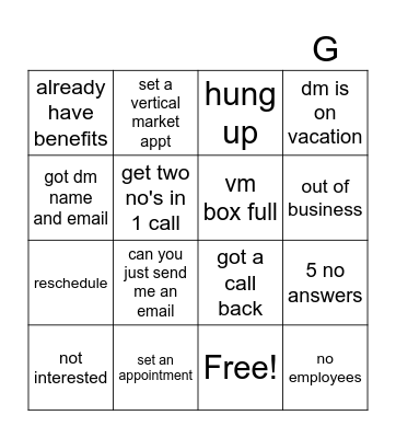 Call Lab Bingo Card