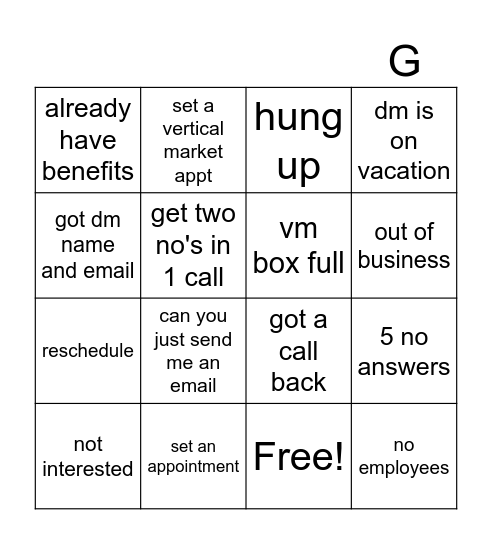 Call Lab Bingo Card
