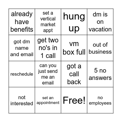 Call Lab Bingo Card
