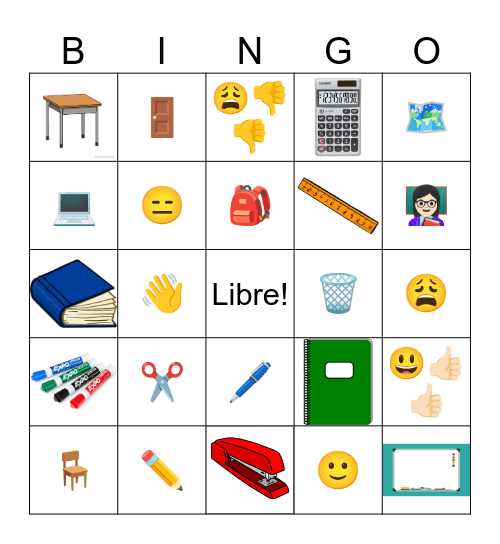 Classroom objects/Como estás Bingo Card