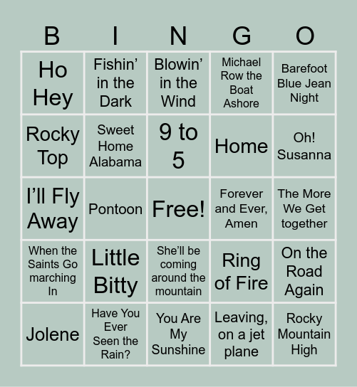 Camp Cedar Lake Bingo Card