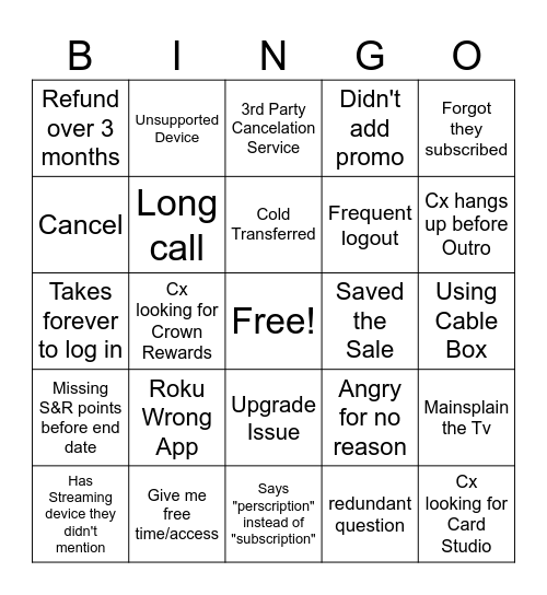 Hallmark+ Bingo Card