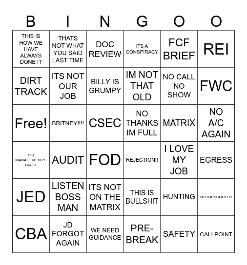 QAR BINGO Card