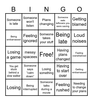 Hot Buttons Bingo Card