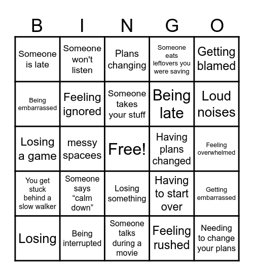 Hot Buttons Bingo Card