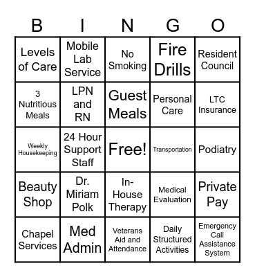 Polk Bingo Card