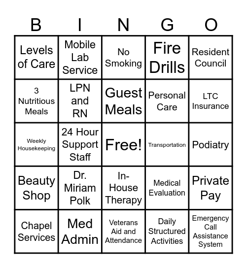 Polk Bingo Card