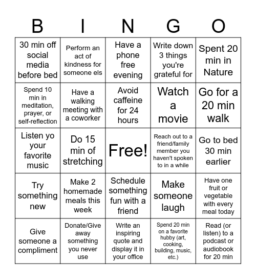 HHS Bingo Card