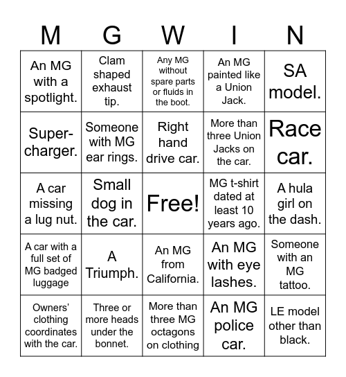 Sandusky Bingo Card