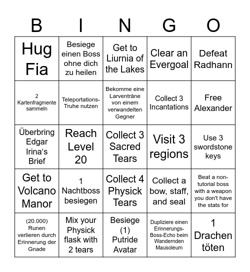 Elden Ring Bingo! Randomized Card Bingo Card