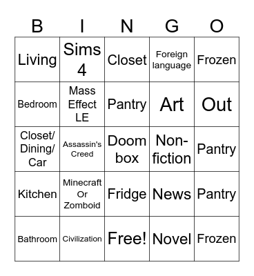 To Do List Bingo Card