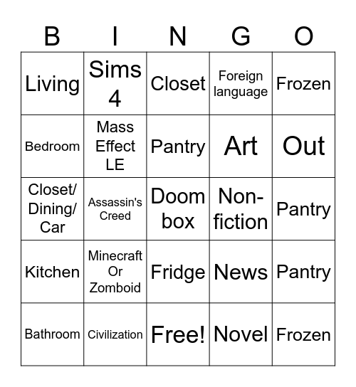 To Do List Bingo Card