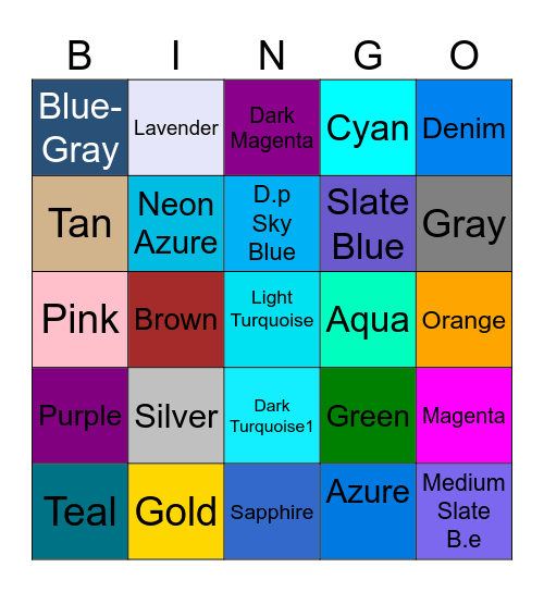 Color Bingo I - II Bingo Card