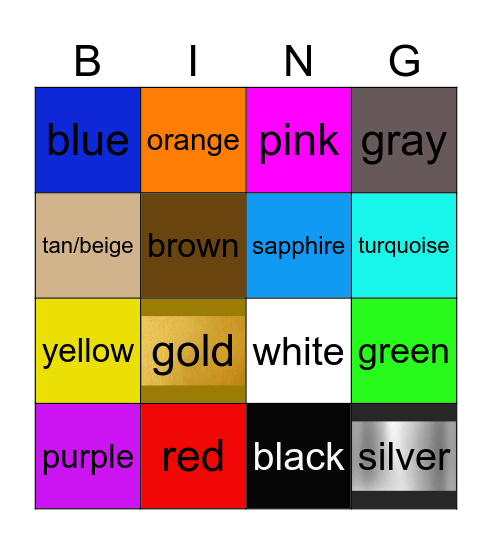 Color Bingo Card