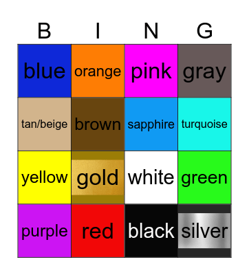 Color Bingo Card