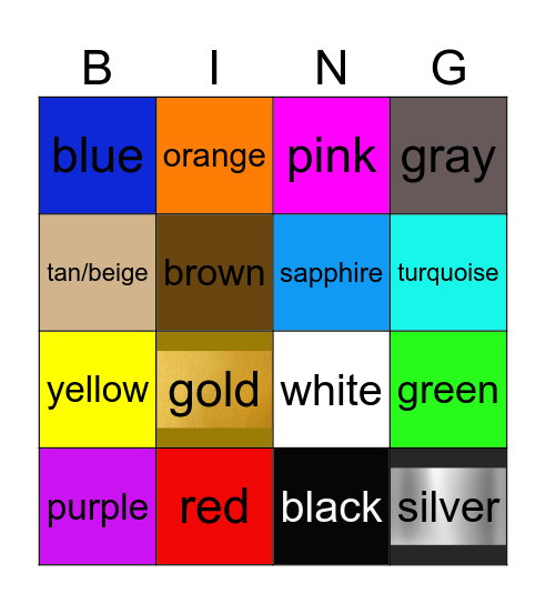 Color Bingo Card