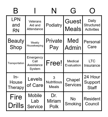 Polk Bingo Card