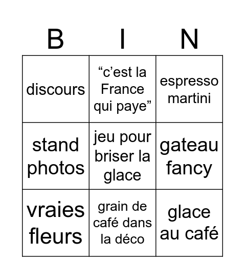 Nico & Steeve Bingo Card