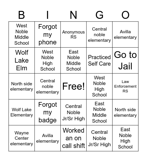 DCS Bingo Card