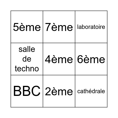 Tour de SACS Bingo Card