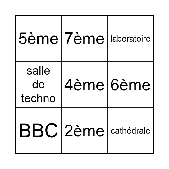 Tour de SACS Bingo Card