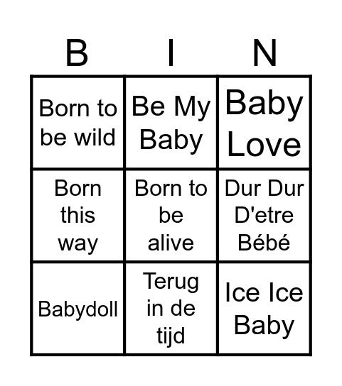 Geheime Bibi Babyshower Bingo Card