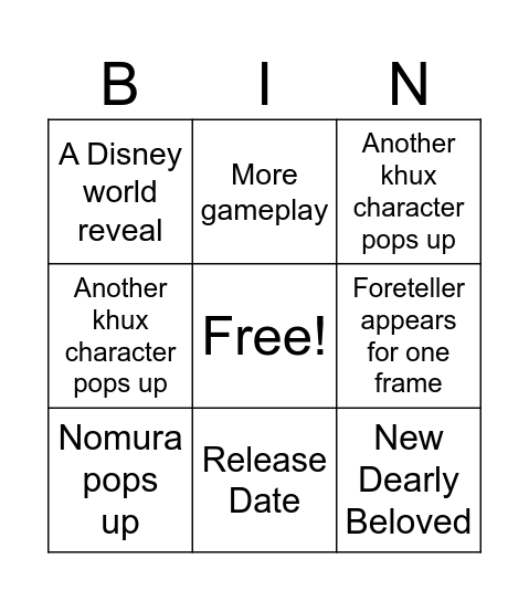 D23 Bingo Card