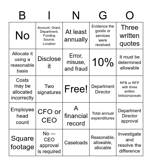CRCL SEED Conference Bingo Card